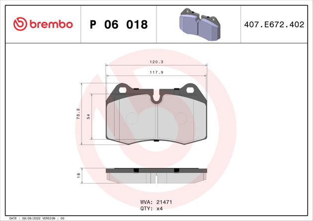 Brembo Brake Pad, P 06 018