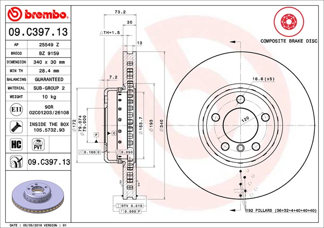 Brembo Painted Brake Disk, 09.C397.13