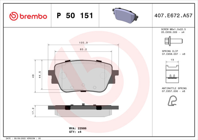 Brembo Brake Pad, P 50 151