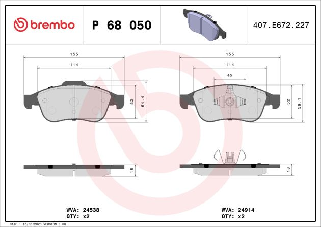 Brembo Brake Pad, P 68 050