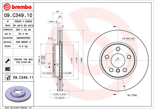 Brembo Painted Brake Disc, 09.C349.11