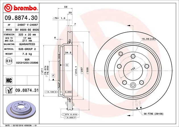 Brembo Painted Brake Disc, 09.8874.31