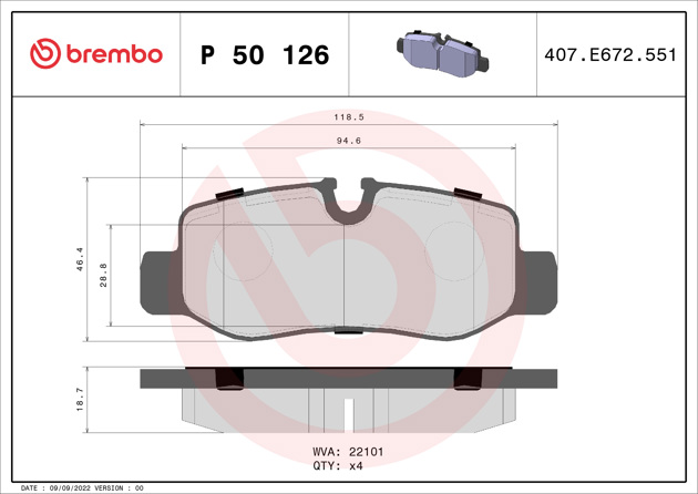 Brembo Brake Pad, P 50 126