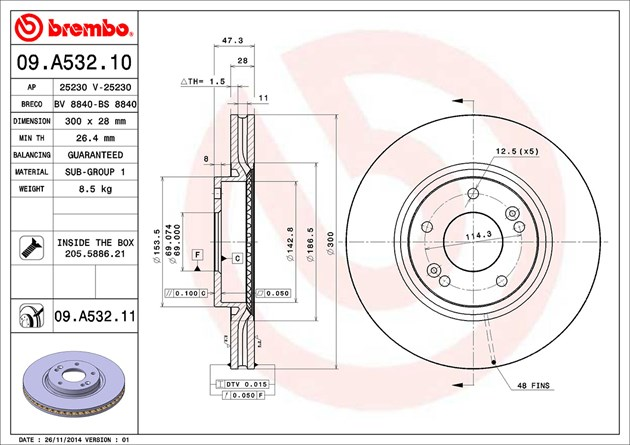 Brembo Painted Brake Disc, 09.A532.11