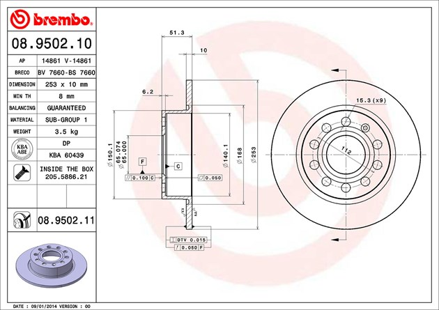 Brembo Painted Brake Disc, 08.9502.11