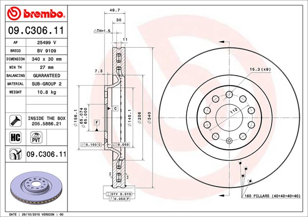 Brembo Painted Brake Disc, 09.C306.11