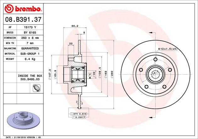 Brembo Brake Disc, 09.B391.37