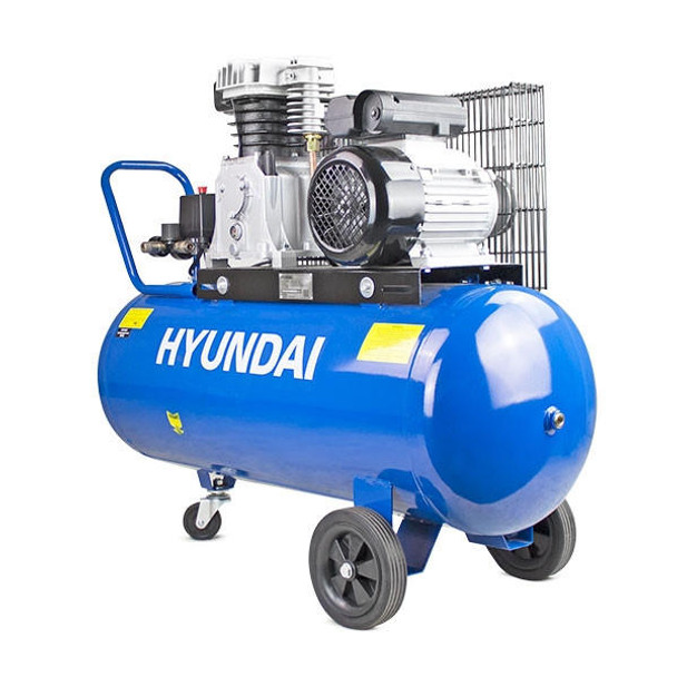 Hyundai 100 Litre Air Compressor, 14CFM/145psi, Twin Cylinder, Belt Drive 3hp