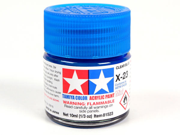 Tamiya X-23 Clear Blue Mini Acrylic Paint - 10ml