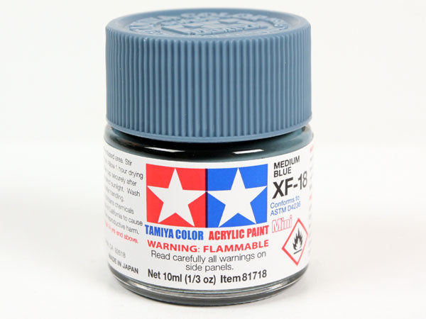 Tamiya XF-18 Medium Blue Mini Acrylic Paint - 10ml