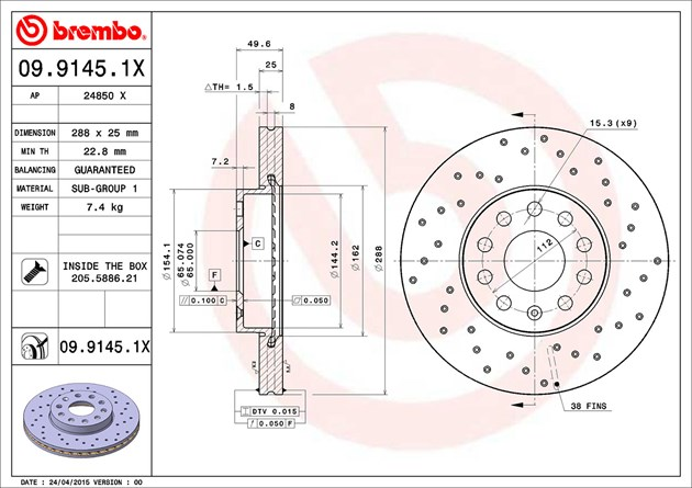 Brembo Brake Disc Xtra, 09.9145.1X