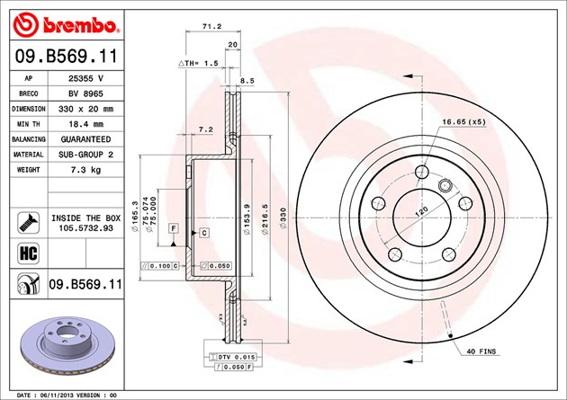 Brembo Painted Brake Disc, 09.B569.11