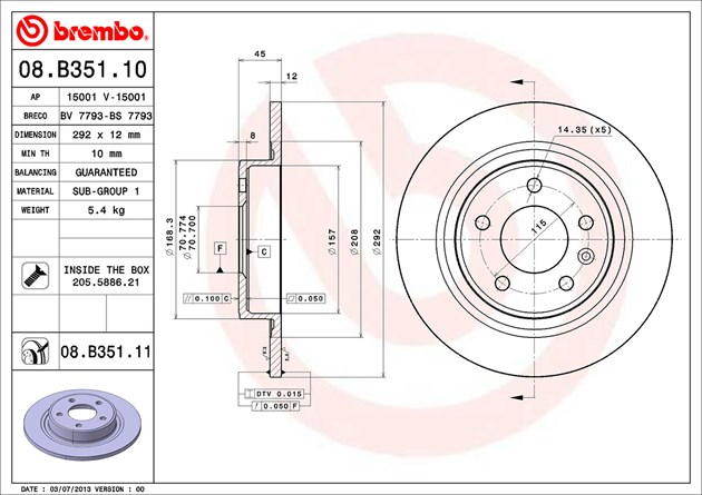 Brembo Painted Brake Disc, 08.B351.11