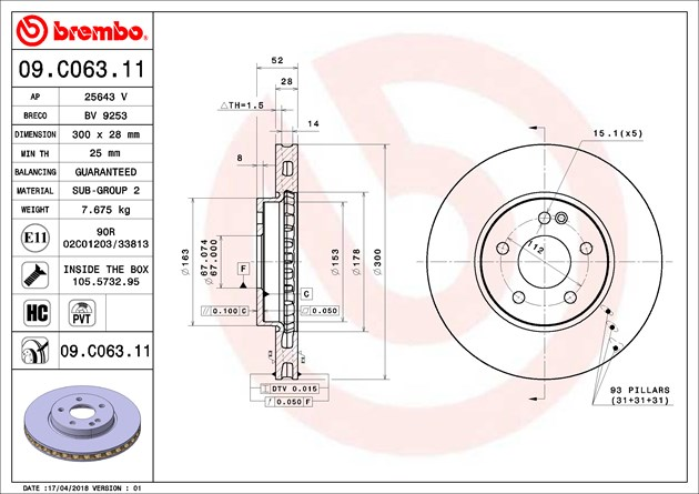 Brembo Painted Brake Disc, 09.C063.11