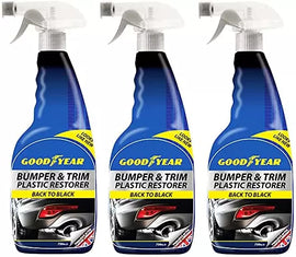 x3 Goodyear Bumper & Trim Plastic Restorer Black Spray 750ml