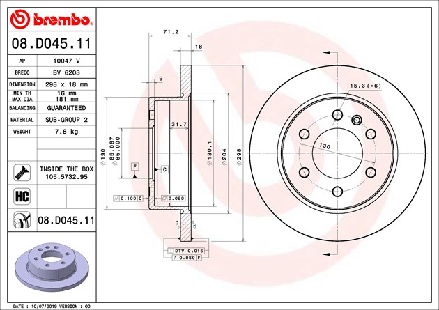 Brembo Painted Brake Disc, 08.D045.11