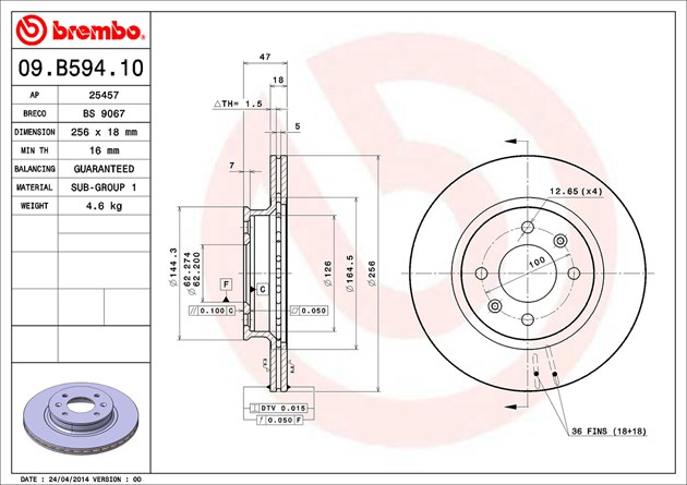 Brembo Brake Disc, 09.B594.10