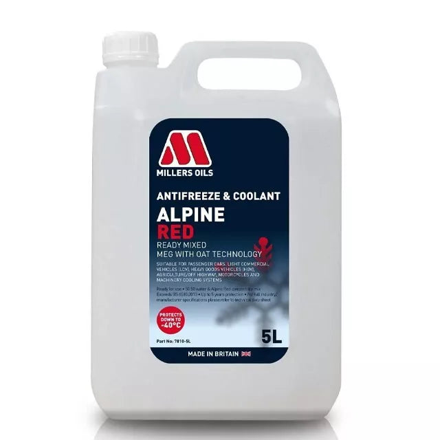 Millers Oils Alpine Antifreeze Extend Red Ready Mixed 5L