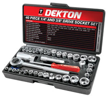 Load image into Gallery viewer, Professional 40pc 1/4&quot; &amp; 3/8&quot; socket driver set metric imperial ratchet bolts