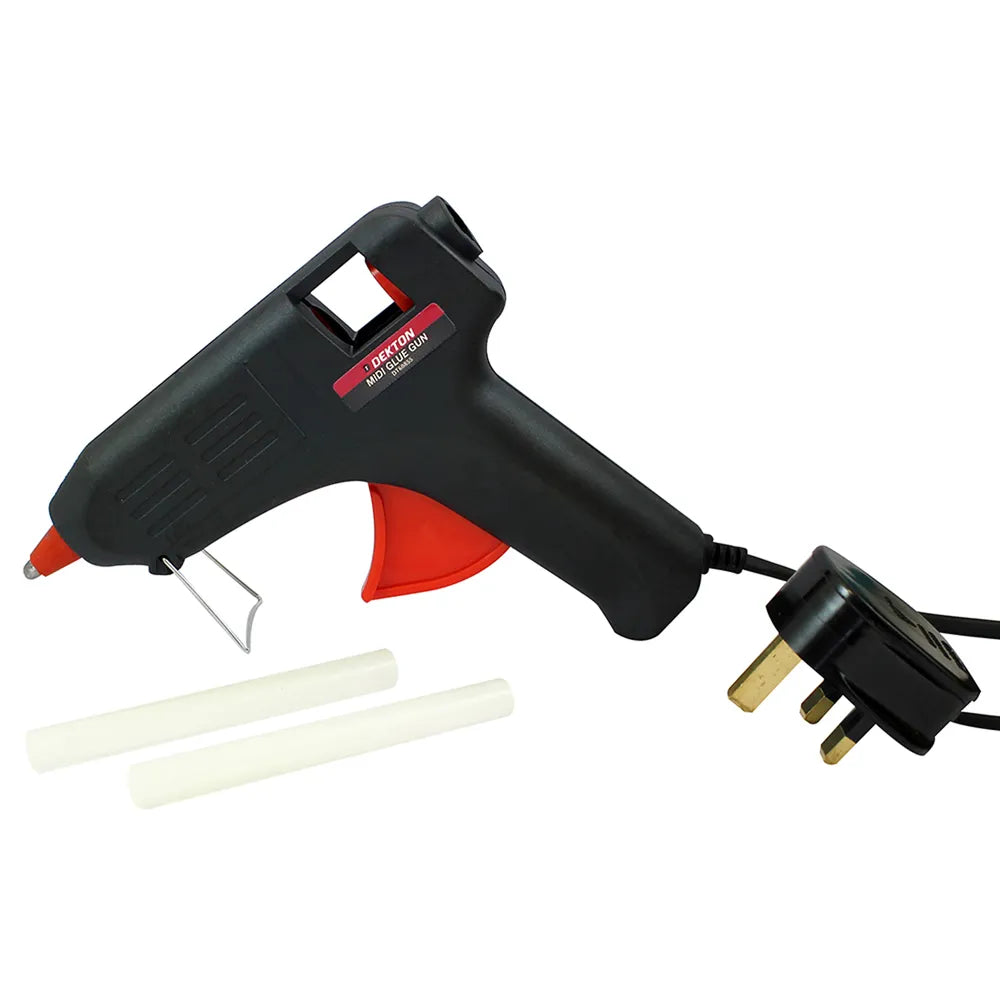 Dekton Hot Melt 40W Glue Gun With 2 Adhesive Sticks Hobby Craft Wood Plastic