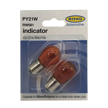 Load image into Gallery viewer, 2 x Ring RW581 PY21W Amber Rear Indicator Signal Light Bulb 581 12v 21w