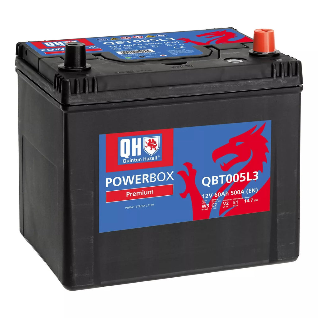 QH QBT005R3 Powerbox 3 Starter Battery 005L 60Ah 500A CCA 12V T1 Terminal D23