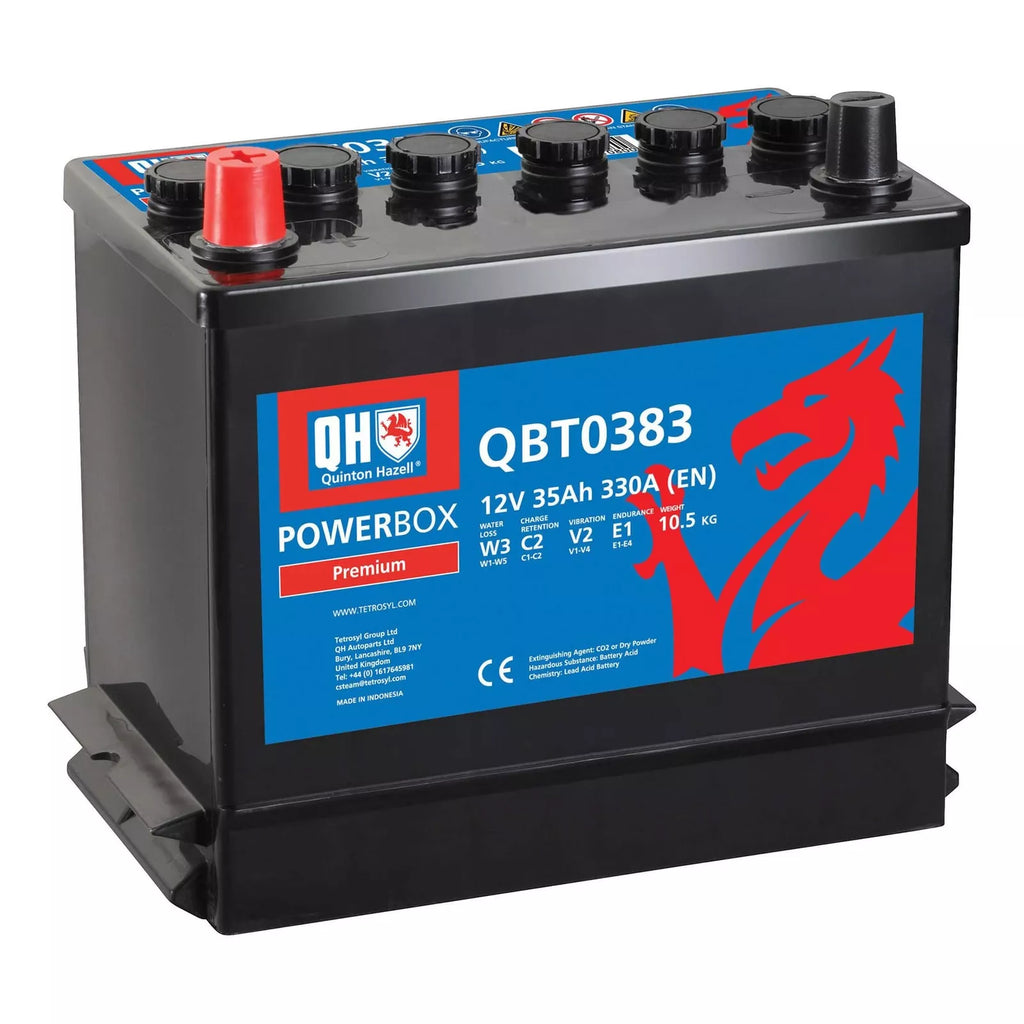 QH QBT0383 Starter Car Battery 038 35Ah 330A CCA 12V T1 Terminal A