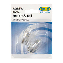 Load image into Gallery viewer, 2 x Ring RW580 W21/5W Capless Brake Stop &amp; Tail Light Bulb 580 380W 12v 21/5w