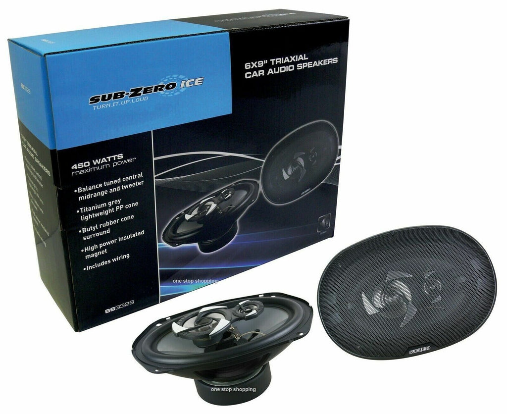 Sub-Zero Ice 6.9" inch 450 Watts Dual Cone Coaxial Car & Van Door Dash Speakers