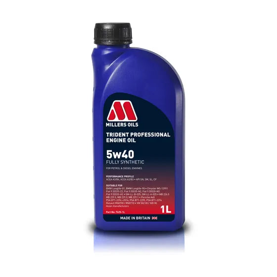 Millers Oils Trident Professional 5W-40 Fully Synthetic Engine Oil 1L
