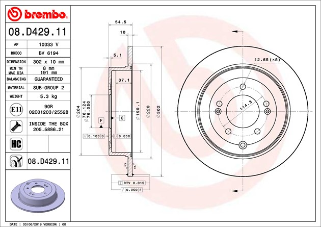 Brembo Painted Brake Disc, 08.D429.11