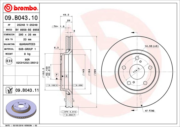 Brembo Painted Brake Disc, 09.B043.11