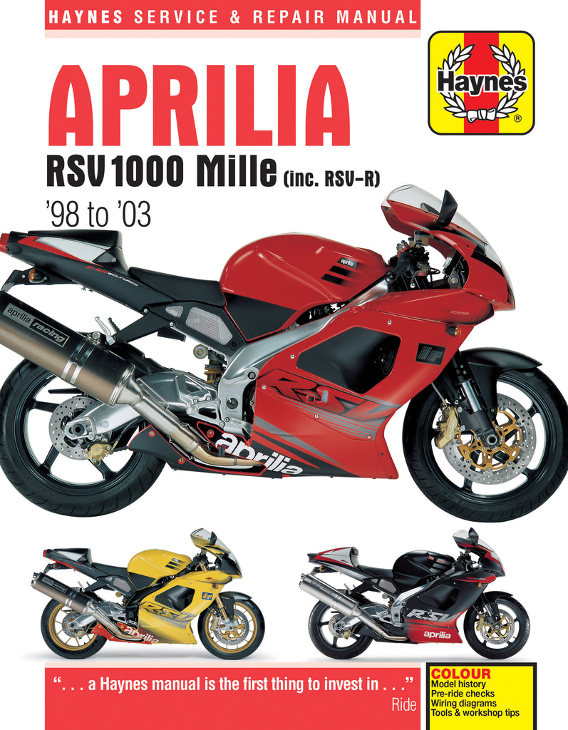 Aprilia RSV1000 Mille (98 - 03) Haynes Repair Manual (Paperback)