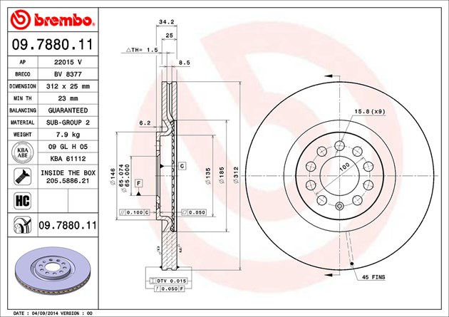 Brembo Painted Brake Disc, 09.7880.11