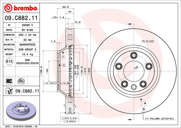 Brembo Painted Brake Disc, 09.C882.11