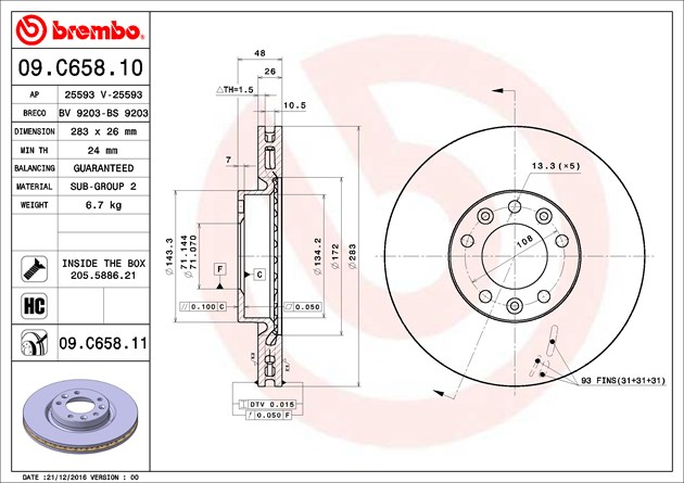 Brembo Painted Brake Disc, 09.C658.11