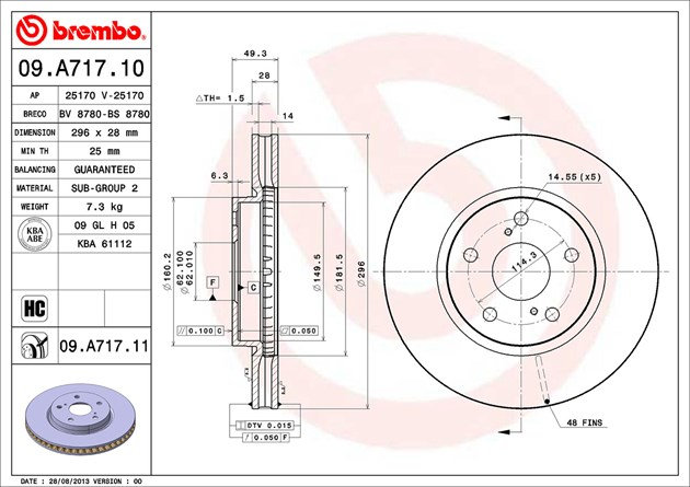 Brembo Painted Brake Disc, 09.A717.11