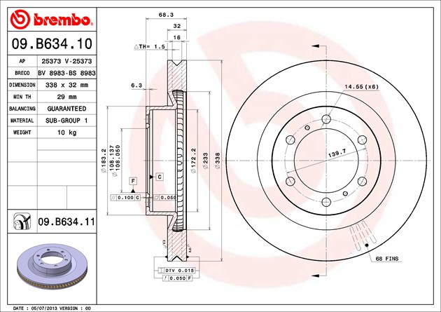 Brembo Painted Brake Disc, 09.B634.11