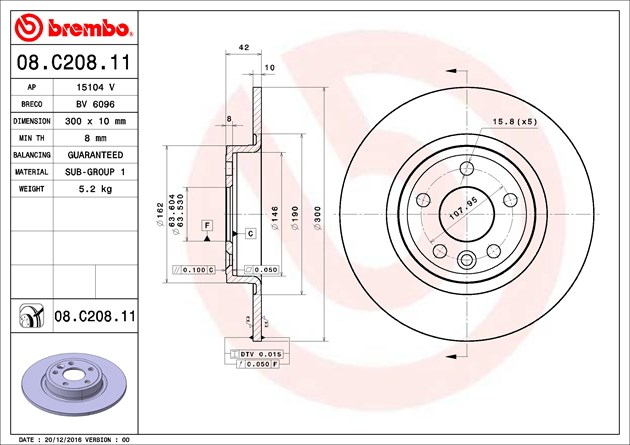 Brembo Brake Disc, 08.C208.11