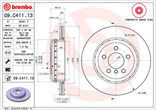 Load image into Gallery viewer, Brembo Painted Brake Disc, 09.C411.13