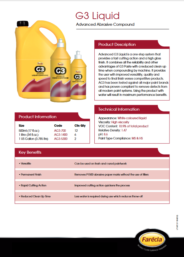 Farecla G3 Advanced Liquid Compound 500ml