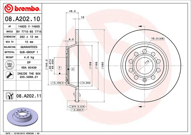 Brembo Painted Brake Disc, 08.A202.11