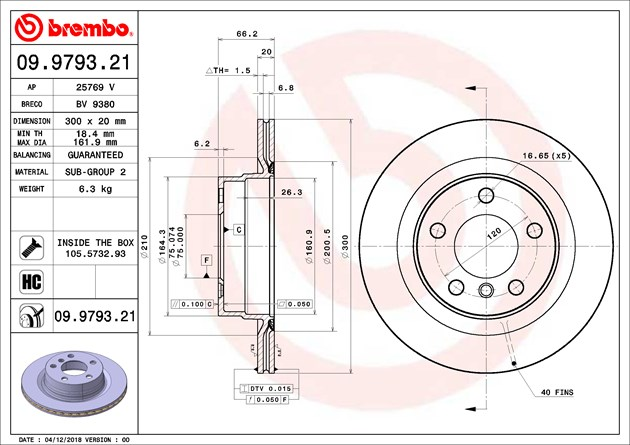 Brembo Painted Brake Disc, 09.9793.21