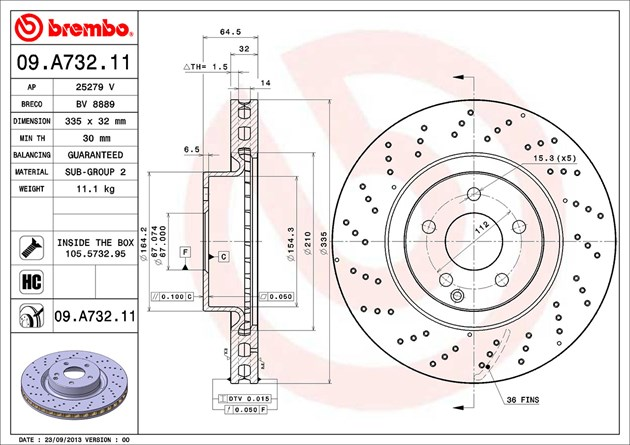 Brembo Painted Brake Disc, 09.A732.11