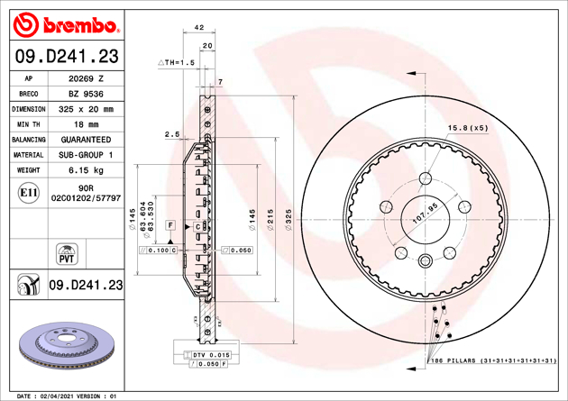 Brembo Painted Brake Disc, 09.D241.23