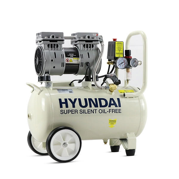 Hyundai 24L Air Compressor, 5.2CFM/118psi,Silenced,Oil Free Direct Drive 1hp