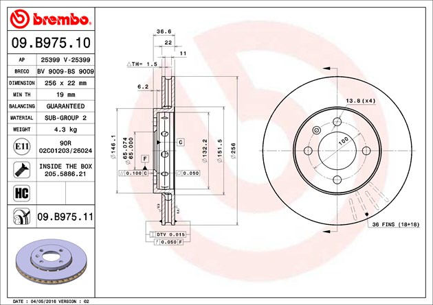 Brembo Brake Disc, 09.B975.11