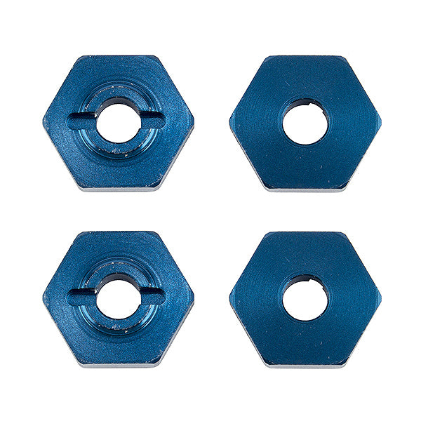 TEAM ASSOCIATED REFLEX 14B/14T FT WHEEL HEXES BLUE ALUM. (4)