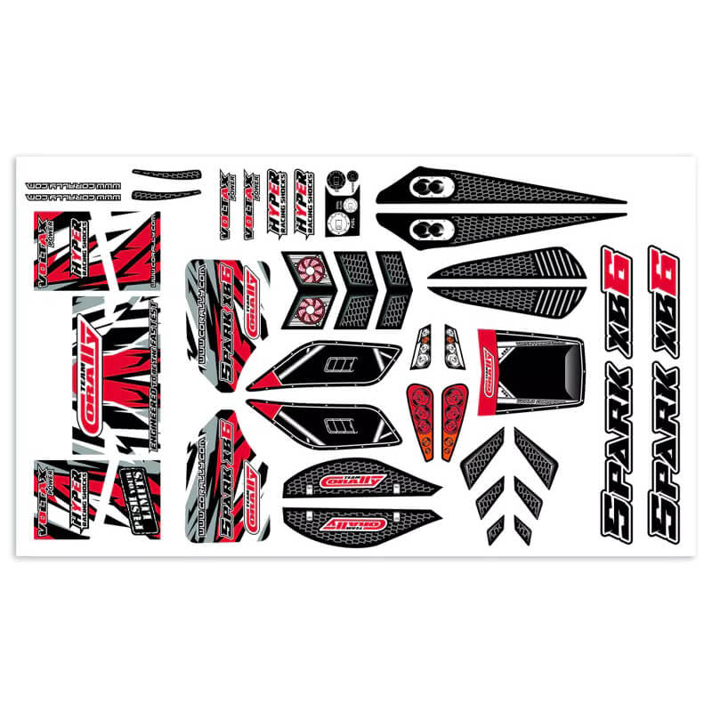 TEAM CORALLY BODY DECAL SHEET SPARK XB6 RED 1PC