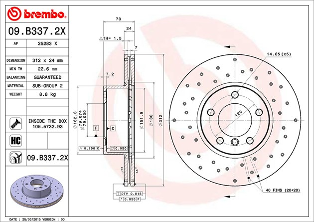 Brembo Brake Disc Xtra, 09.B337.2X